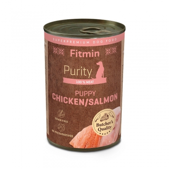 Fitmin dog Purity tin PUPPY chicken with salmon 400g